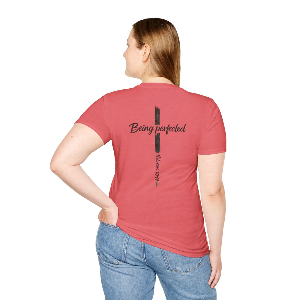 Being perfected T-Shirt — Inspirational Christian Cross Tee (Hebrews 10:14)