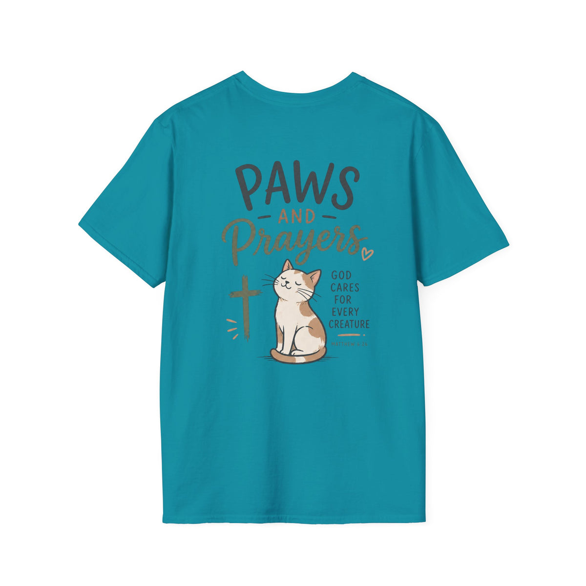 Cat 'Paws and Prayers' T-Shirt — Cute Christian Cat Graphic Tee
