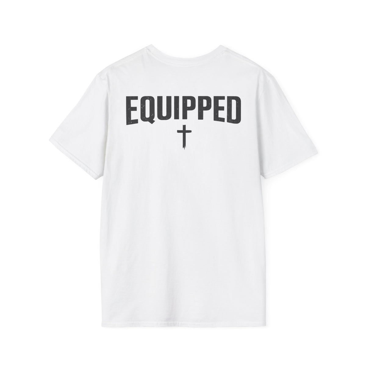 Equipped Cross T-Shirt — Christian Faith Shirt with 'Equipped' Back Print and 2 Timothy 3:17 Chest