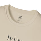 T-Shirt — 'hope' Script Tee with Cross Minimalist Christian Faith Design