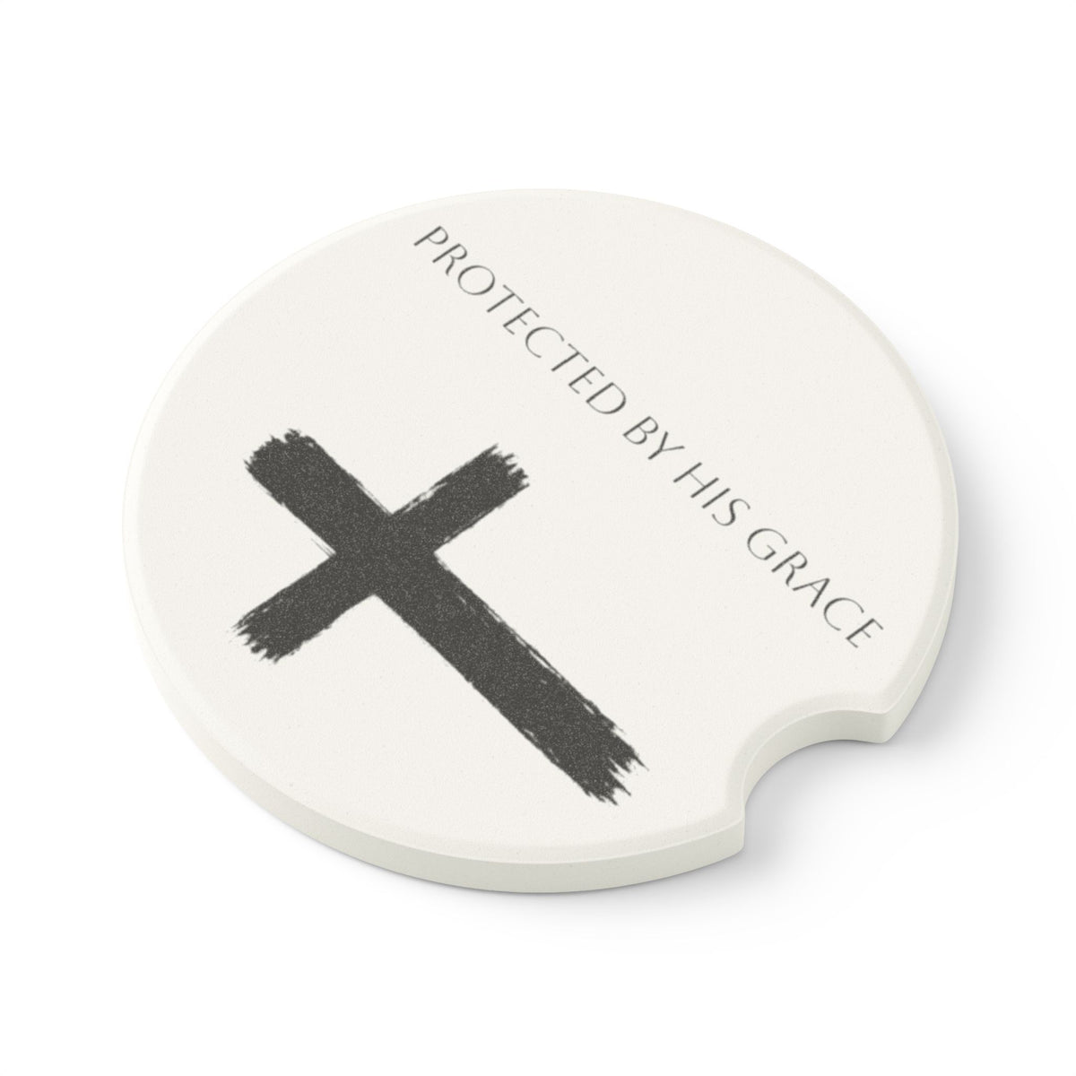 Christian Cross Soapstone Car Coaster – “Protected By His Grace”