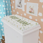 Personalized Baby Changing Pad Cover — Neutral Green Woodland Nameable Design