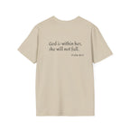 Personalized Mama T-Shirt — 'God is within her, she will not fall' Psalm 46:5 Christian Mom Tee