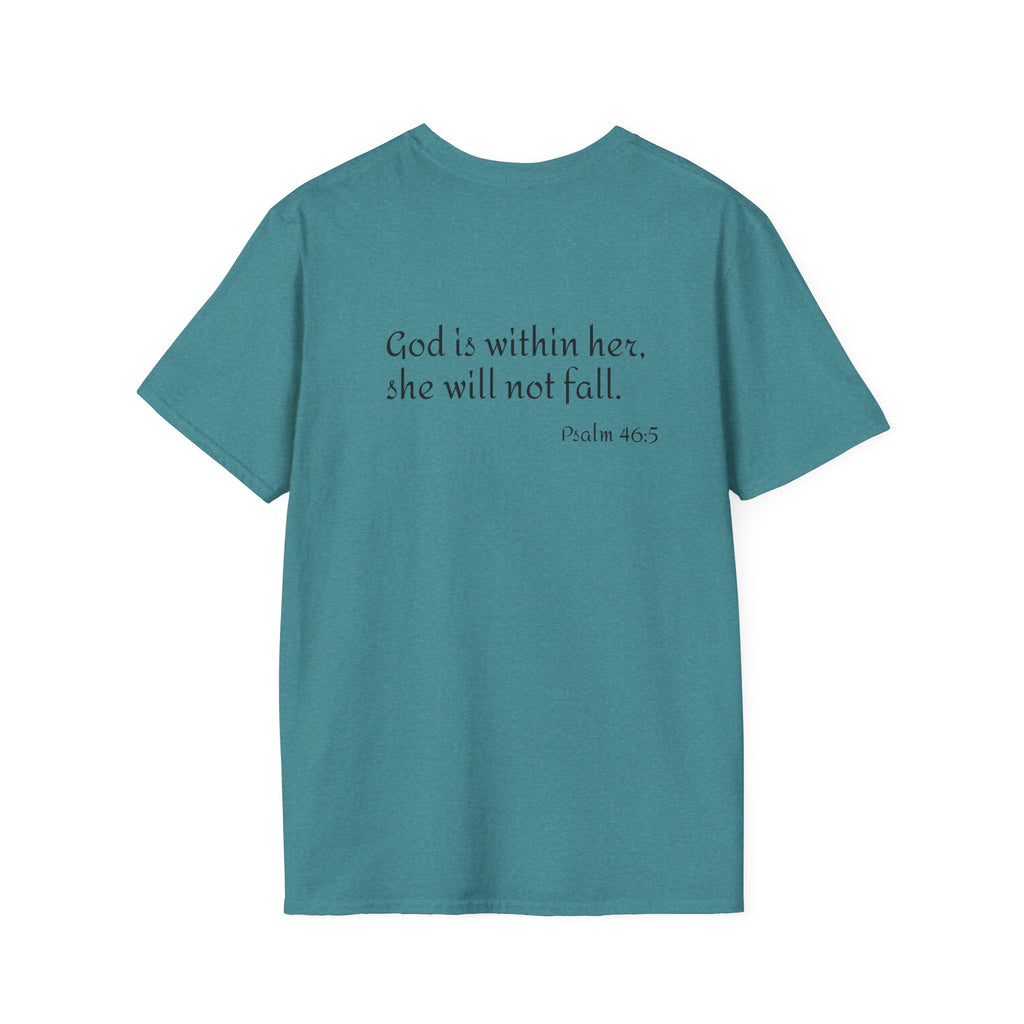 Personalized Mama T-Shirt — 'God is within her, she will not fall' Psalm 46:5 Christian Mom Tee