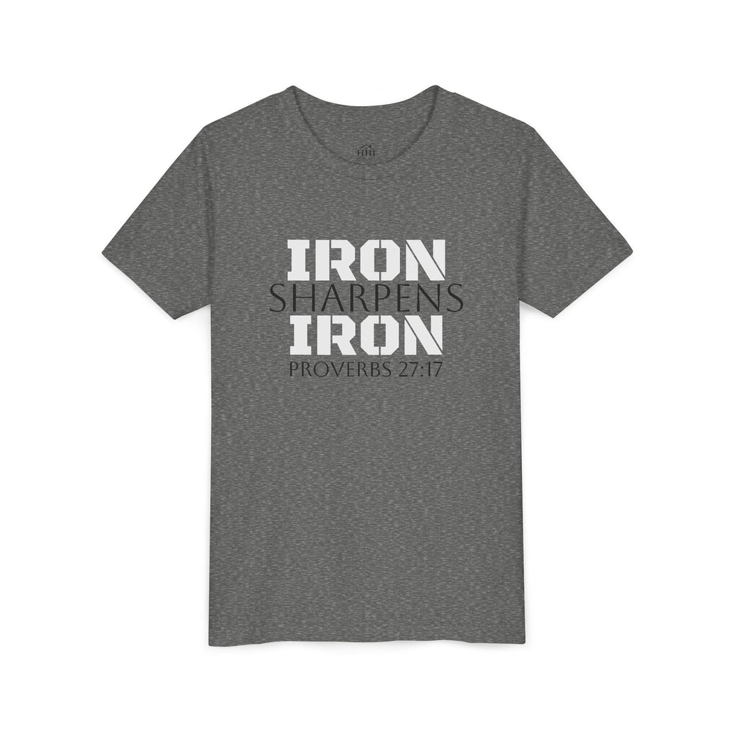 Youth Tee — "Iron Sharpens Iron" Proverbs 27:17 Christian Shirt