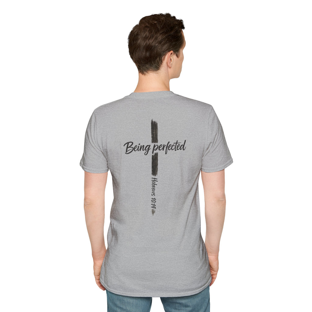 Being perfected T-Shirt — Inspirational Christian Cross Tee (Hebrews 10:14)