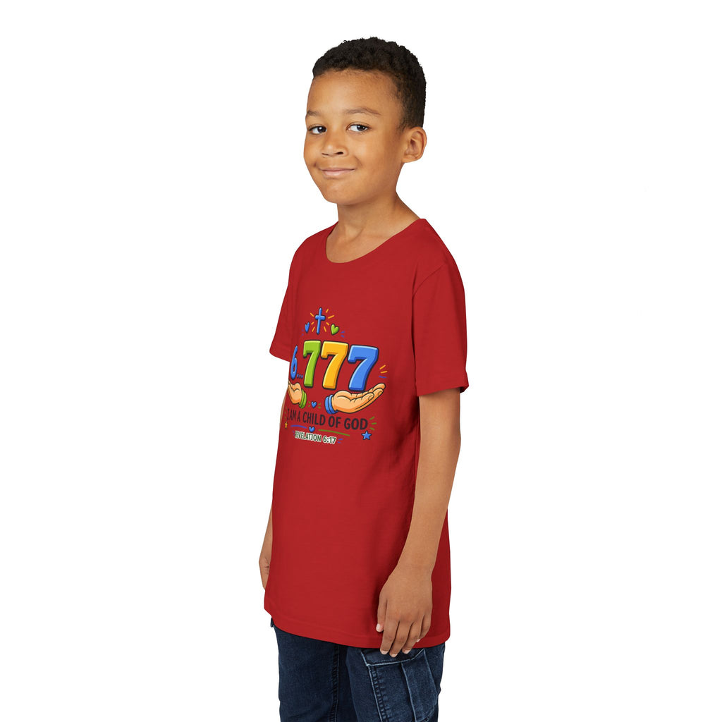 Youth Christian Tee - "6.777 I Am a Child of God" Kids Short Sleeve Shirt