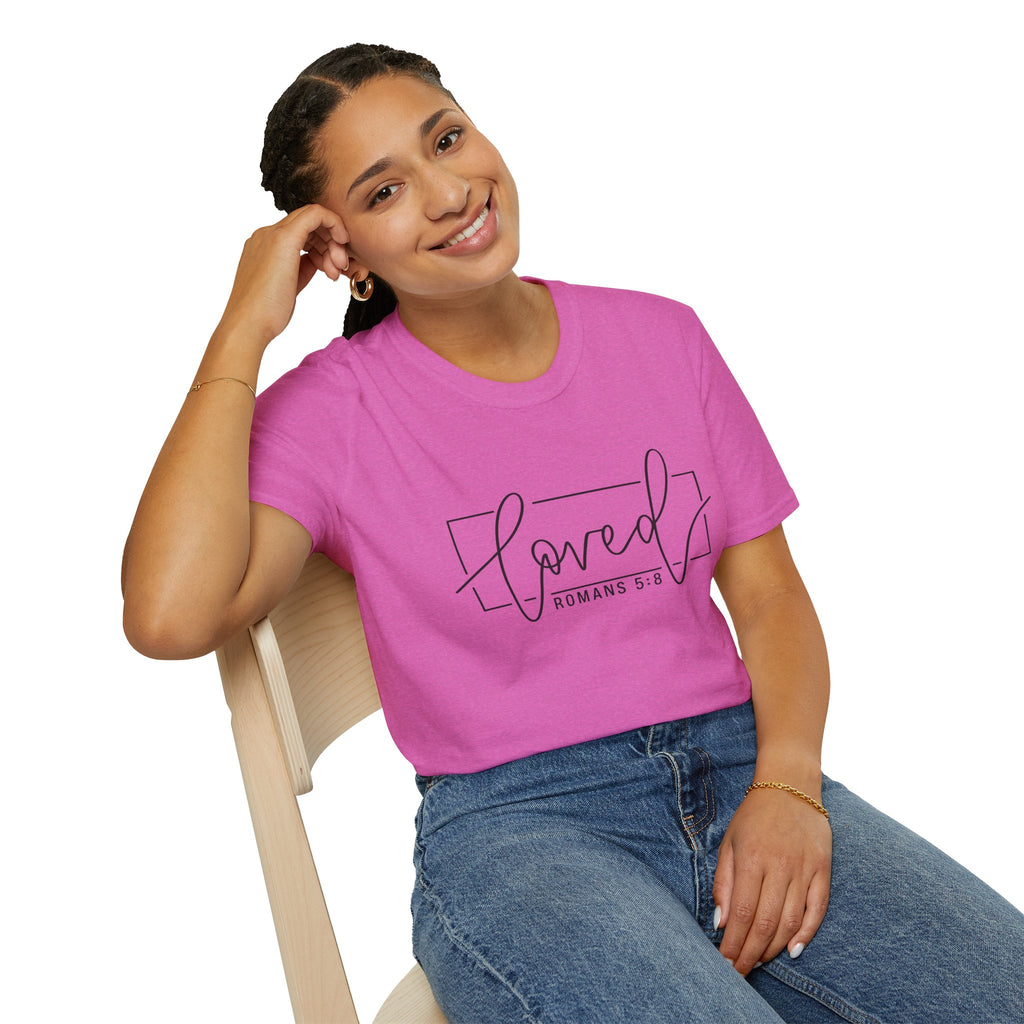 Loved Romans 5:8 Christian T-Shirt | Minimalist Faith Graphic Tee