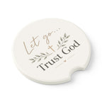 Let Go Trust God Soapstone Car Coaster