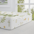 Personalized Baby Changing Pad Cover — Neutral Green Woodland Nameable Design