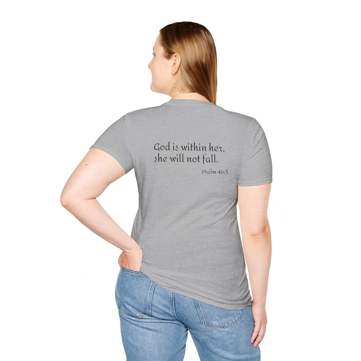 Personalized Mama T-Shirt — 'God is within her, she will not fall' Psalm 46:5 Christian Mom Tee
