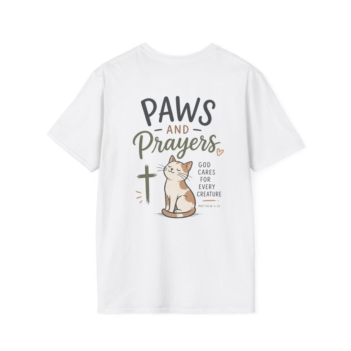 Cat 'Paws and Prayers' T-Shirt — Cute Christian Cat Graphic Tee