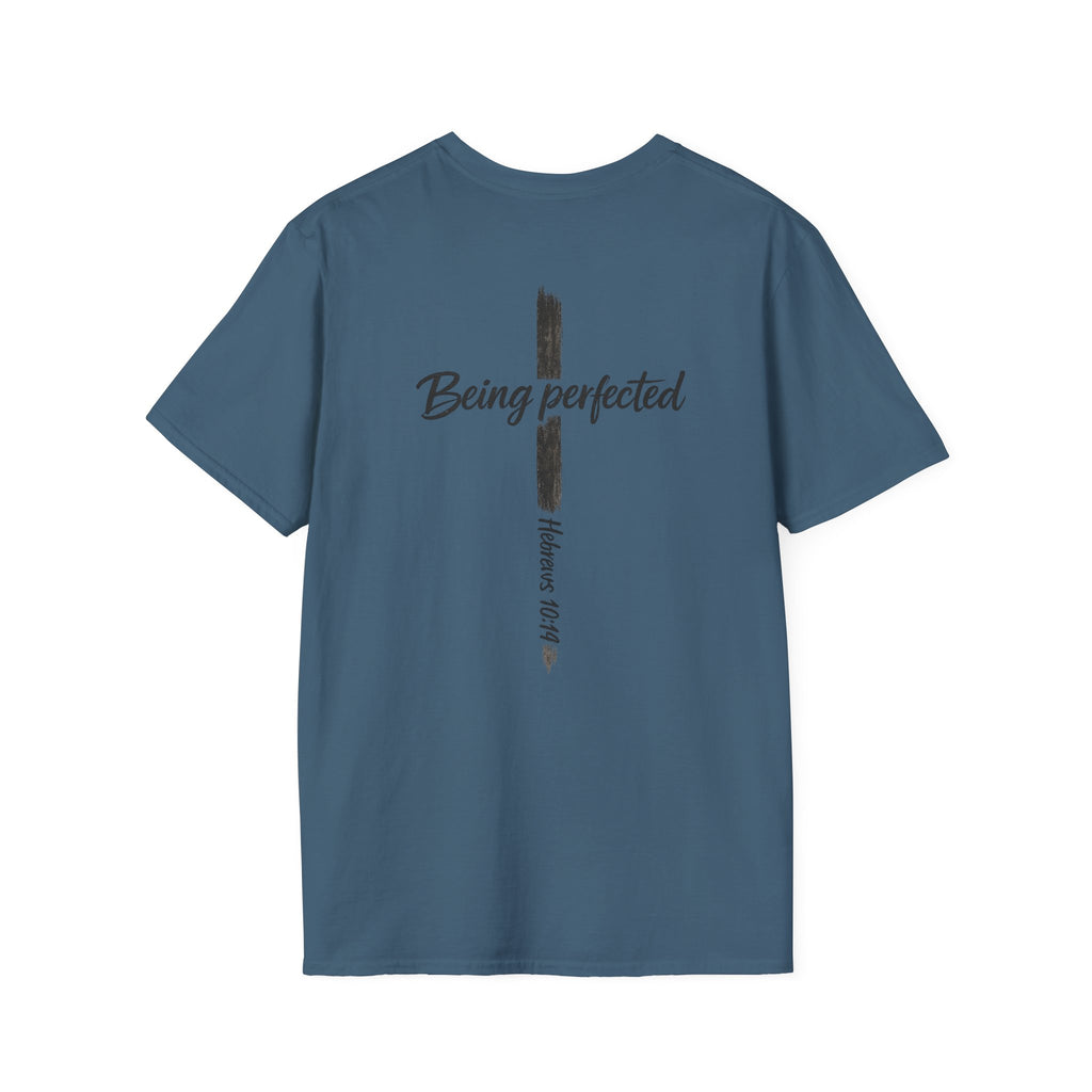 Being perfected T-Shirt — Inspirational Christian Cross Tee (Hebrews 10:14)