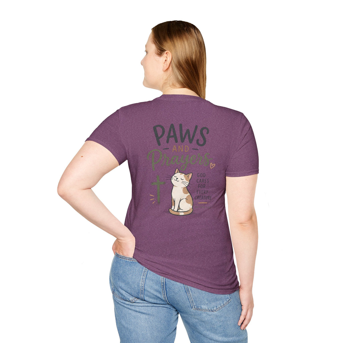 Cat 'Paws and Prayers' T-Shirt — Cute Christian Cat Graphic Tee