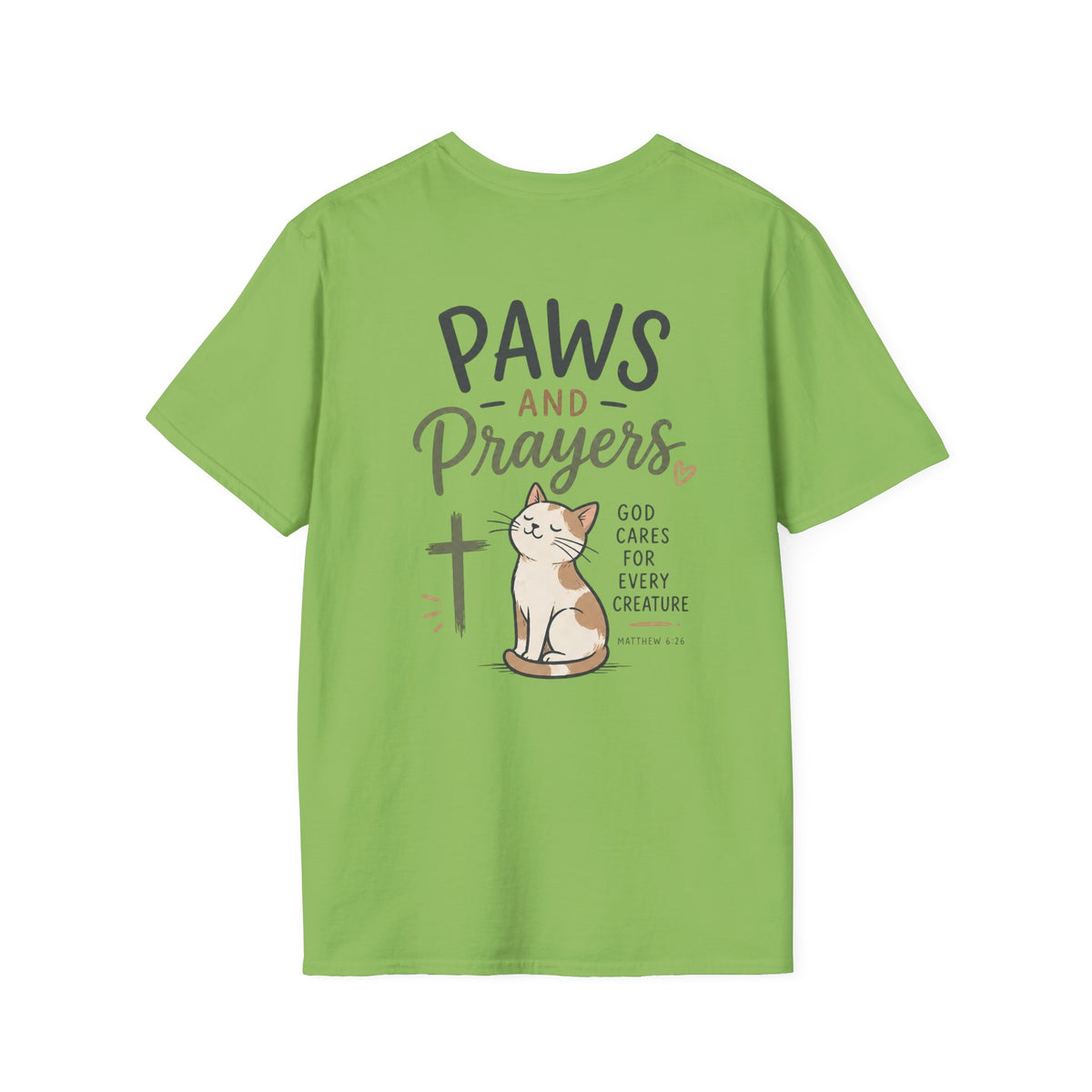 Cat 'Paws and Prayers' T-Shirt — Cute Christian Cat Graphic Tee