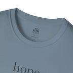 T-Shirt — 'hope' Script Tee with Cross Minimalist Christian Faith Design