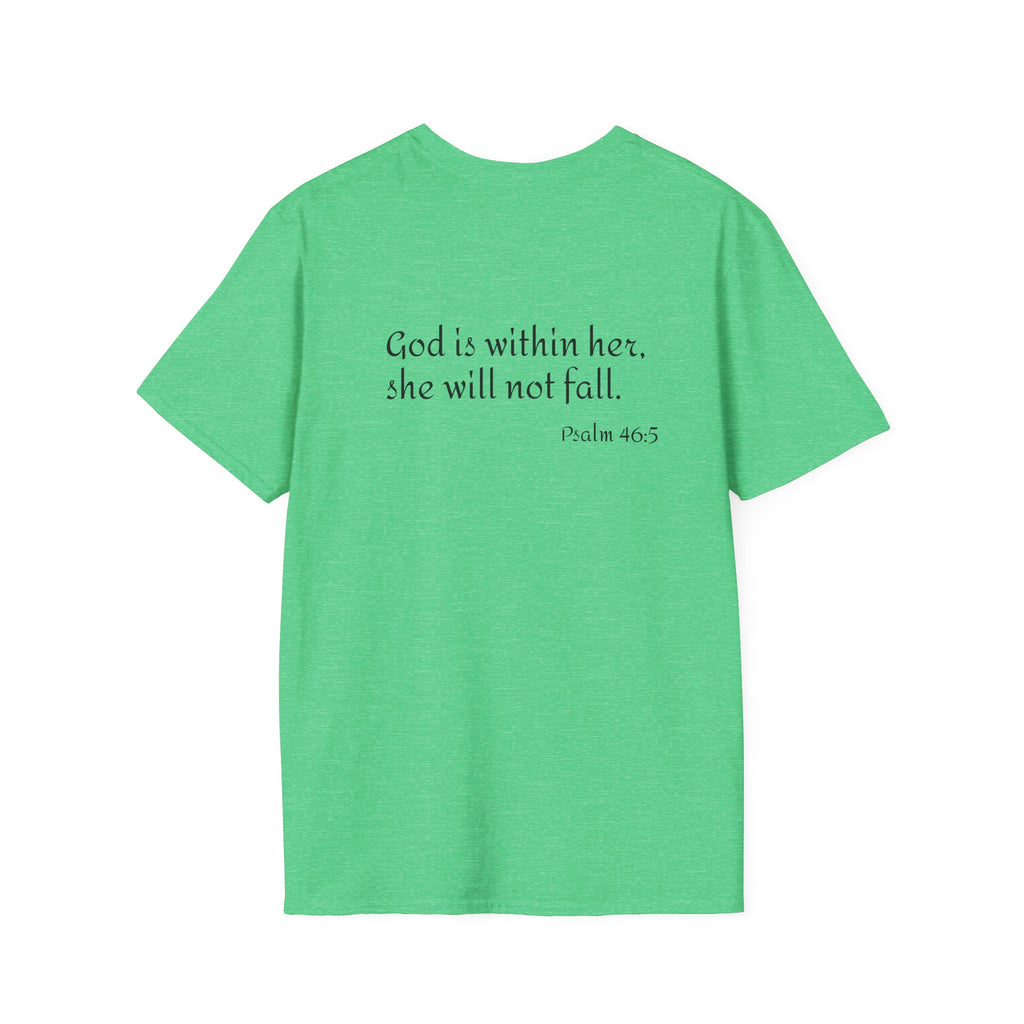 Personalized Mama T-Shirt — 'God is within her, she will not fall' Psalm 46:5 Christian Mom Tee