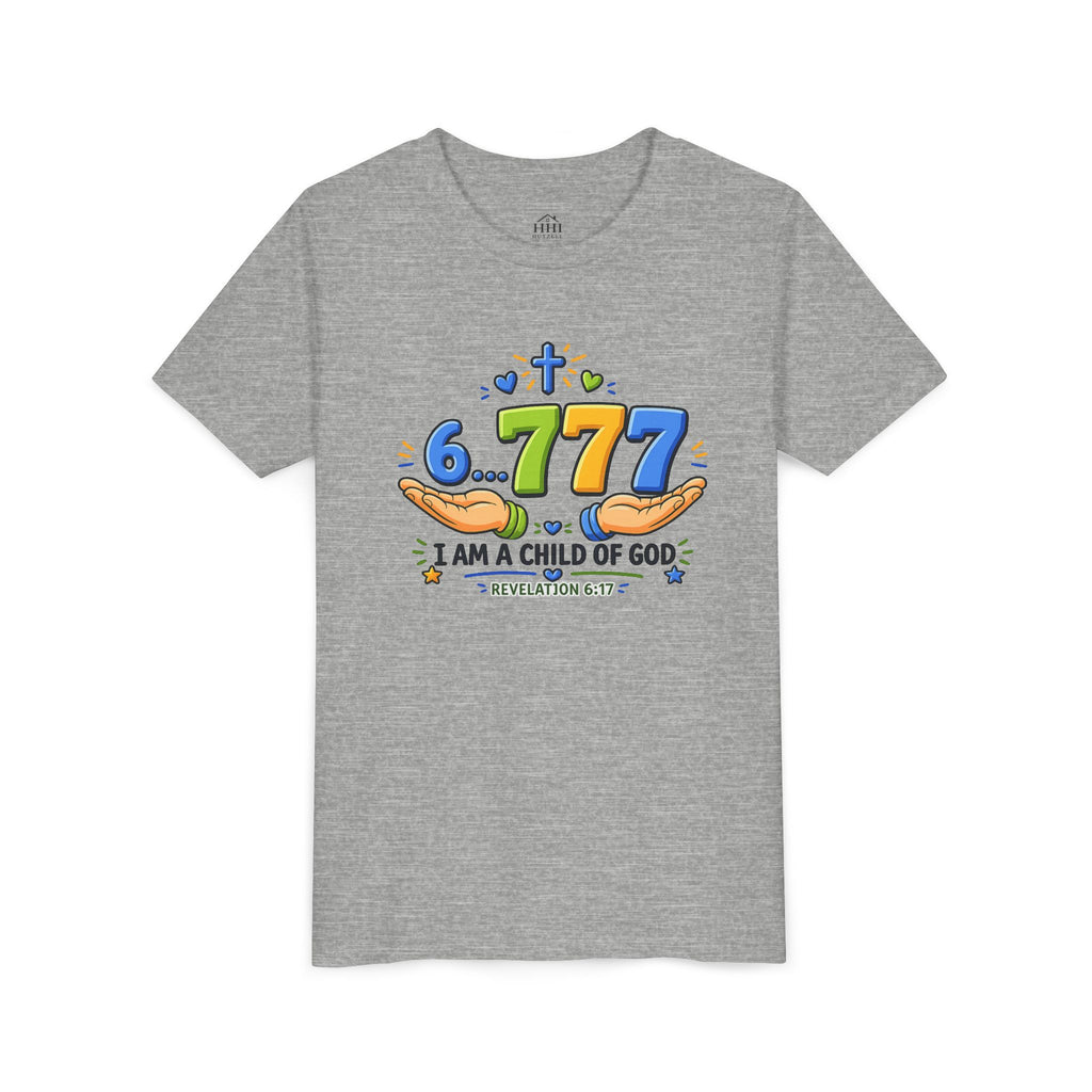 Youth Christian Tee - "6.777 I Am a Child of God" Kids Short Sleeve Shirt