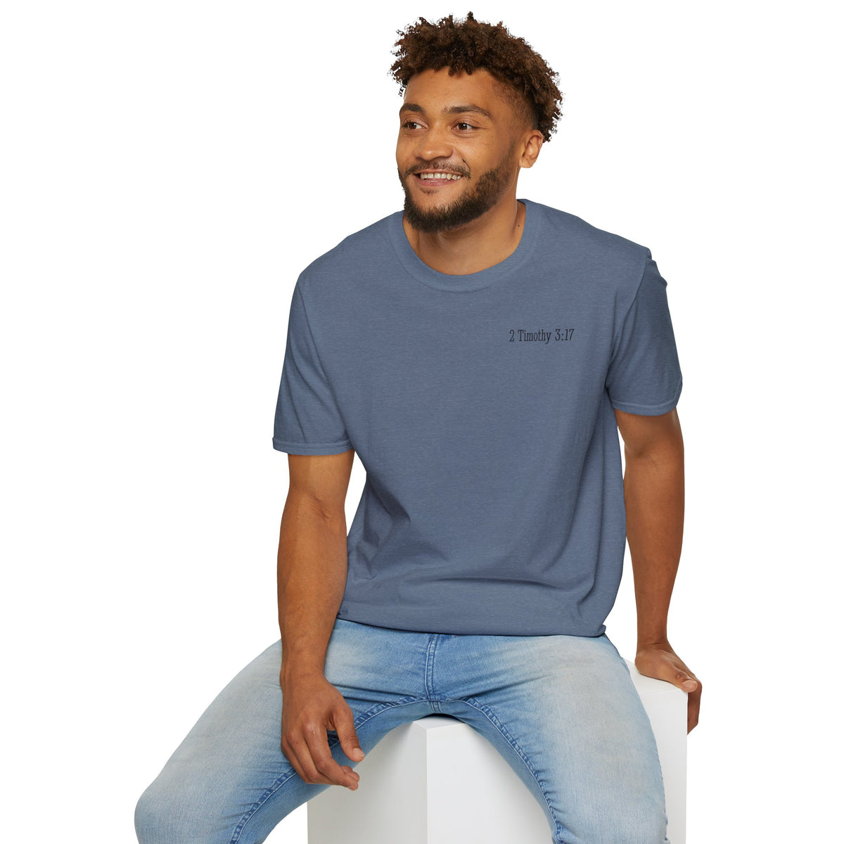 Equipped Cross T-Shirt — Christian Faith Shirt with 'Equipped' Back Print and 2 Timothy 3:17 Chest