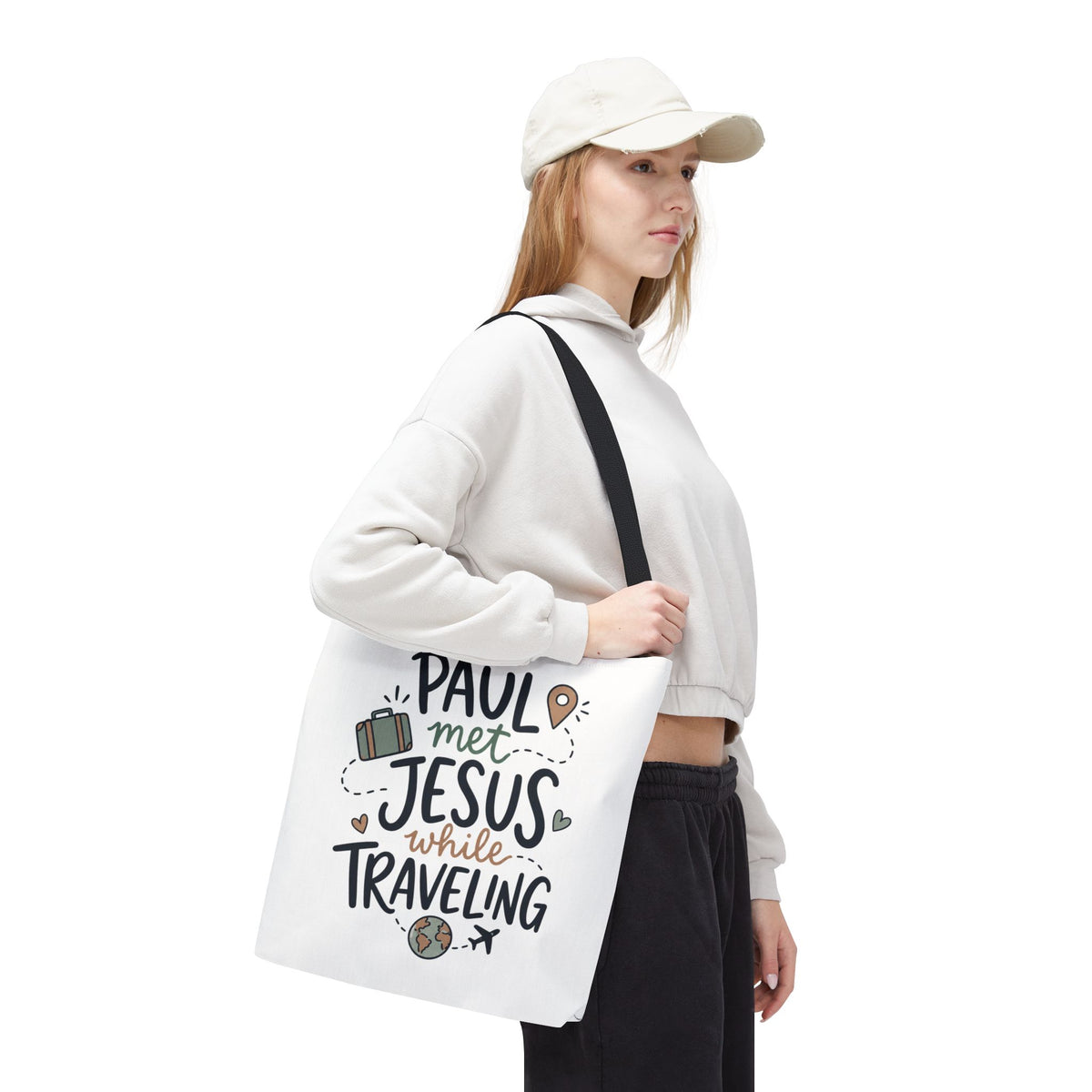 Tote Bag — "Paul Met Jesus While Traveling" Christian Travel Tote