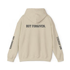 Christian Hoodie — "Ephesians 1:7" Cross Front, "But Forgiven." Back, "Not Finished / Not Perfect" Sleeve