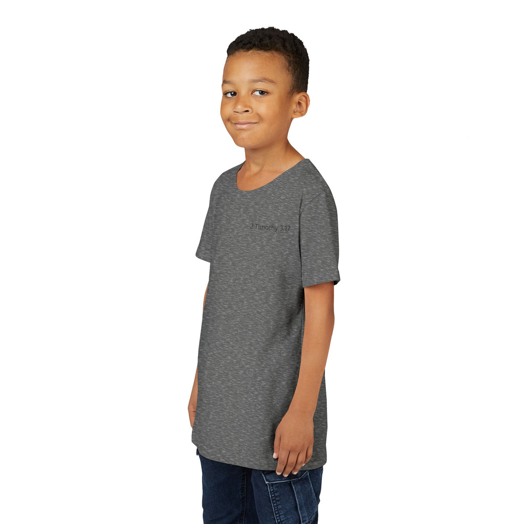 Equipped Youth Tee – Christian Kids T-Shirt with Cross & 2 Timothy 3:17