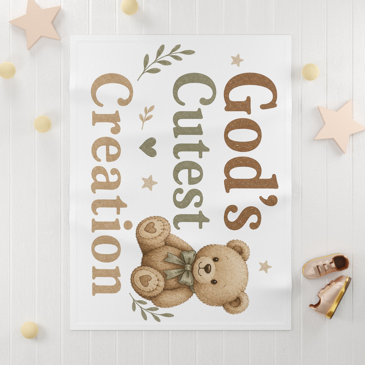 Baby Blanket — "God's Cutest Creation" Plush Fleece Nursery Throw