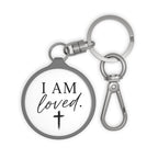 I Am Loved Keyring Tag — Inspirational Christian Keychain with Cross