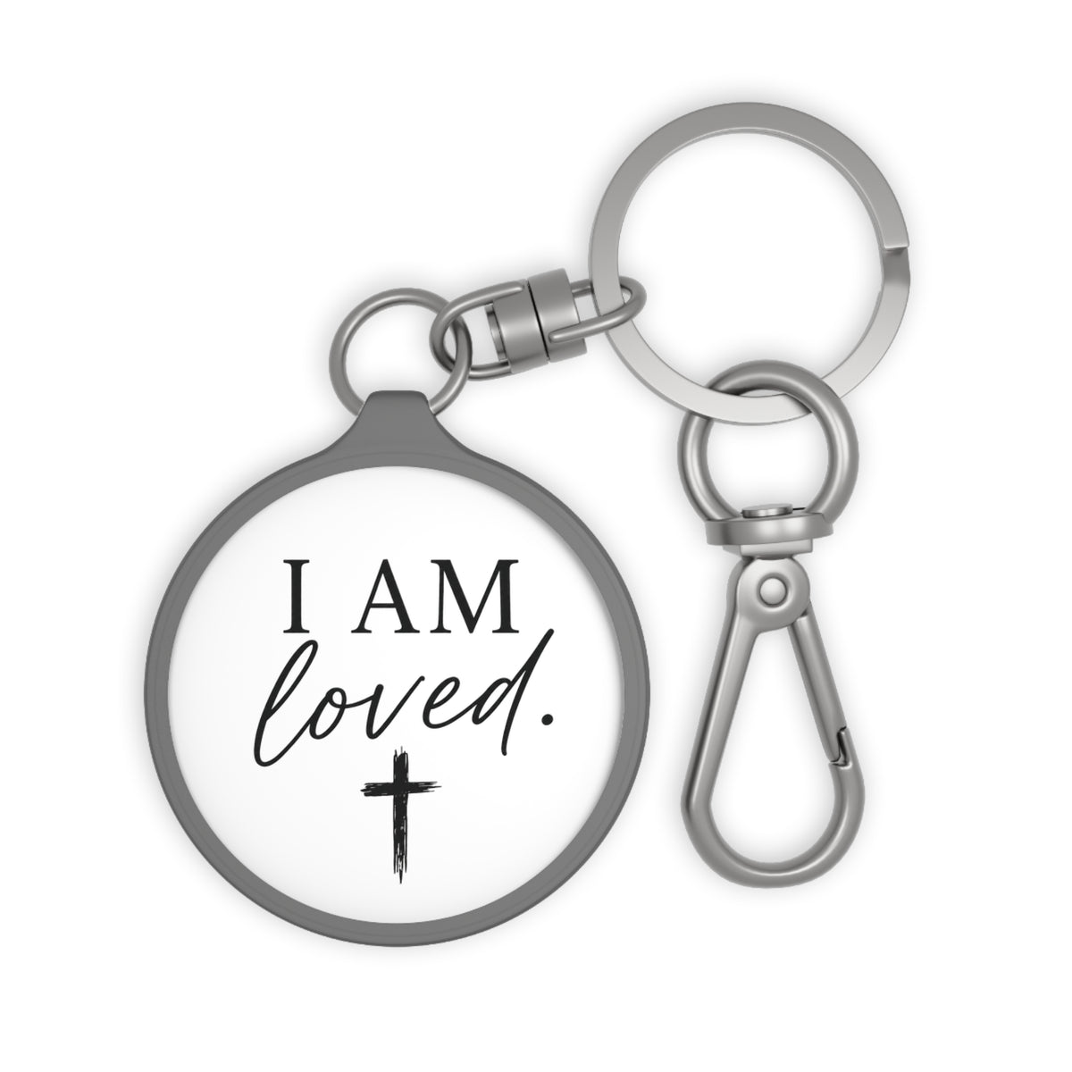 I Am Loved Keyring Tag — Inspirational Christian Keychain with Cross