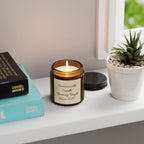 Customizable Scented Soy Candle in Amber Jar — Personalized Label, Multi-Size