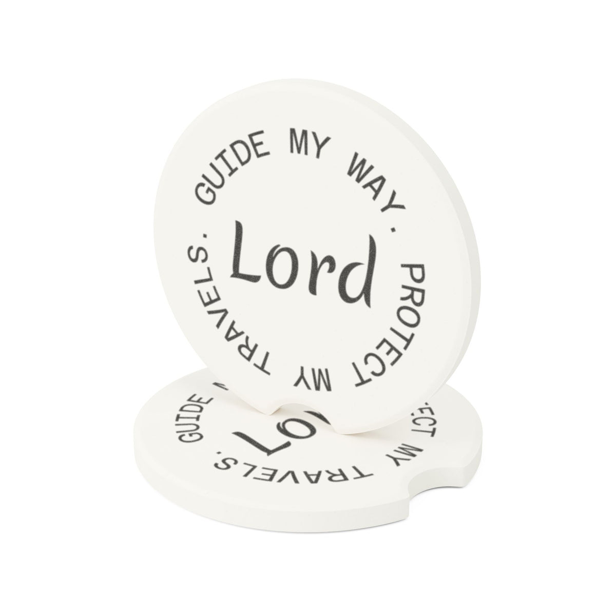 Car Coaster — “Lord, Guide My Way, Protect My Travels” Soapstone Car Cupholder Insert