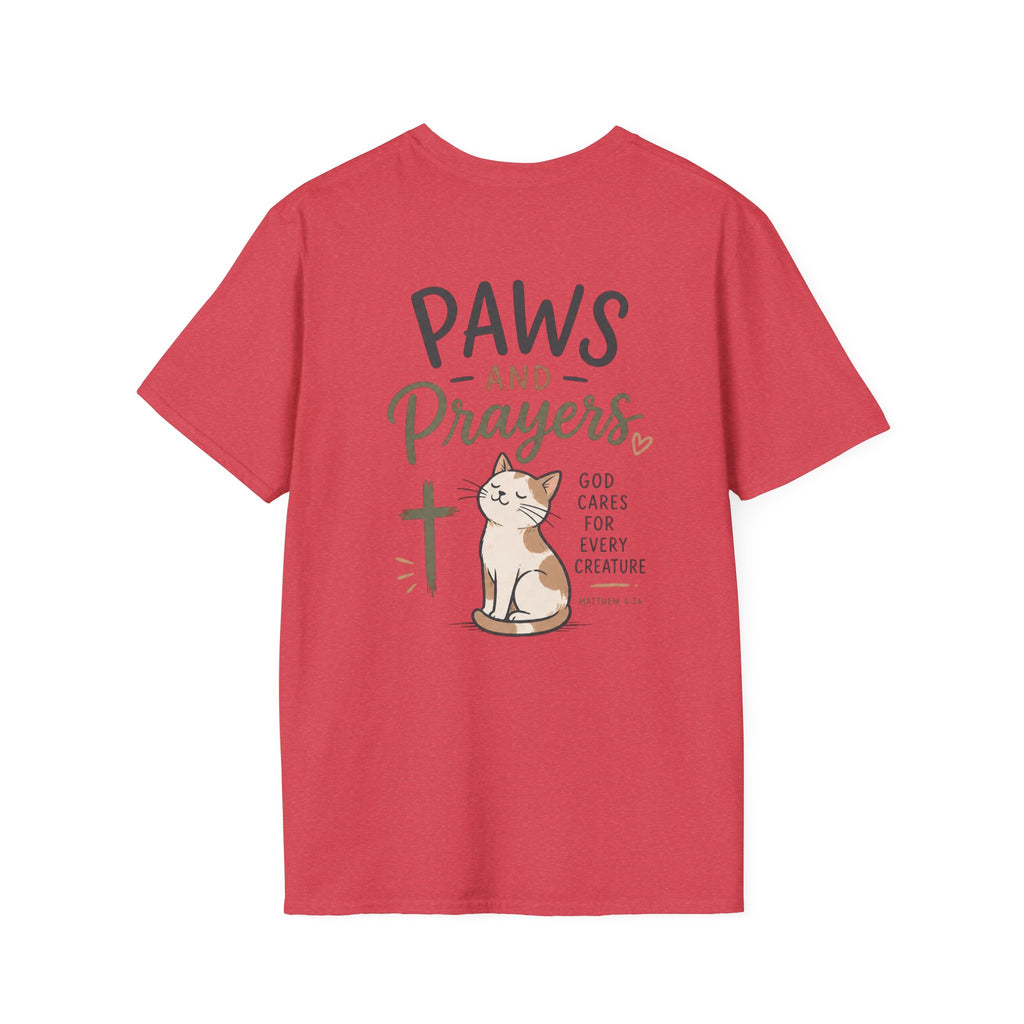 Cat 'Paws and Prayers' T-Shirt — Cute Christian Cat Graphic Tee