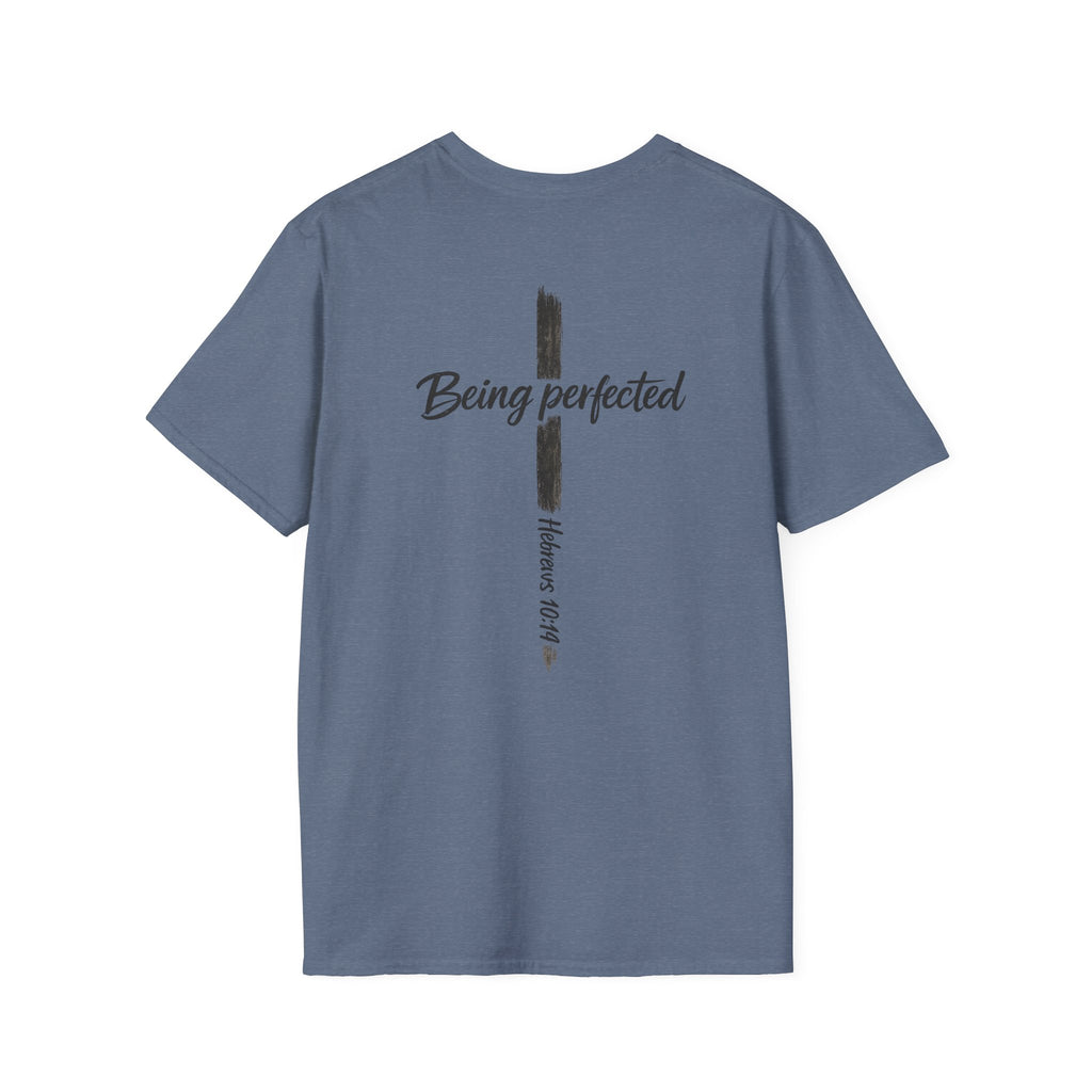 Being perfected T-Shirt — Inspirational Christian Cross Tee (Hebrews 10:14)