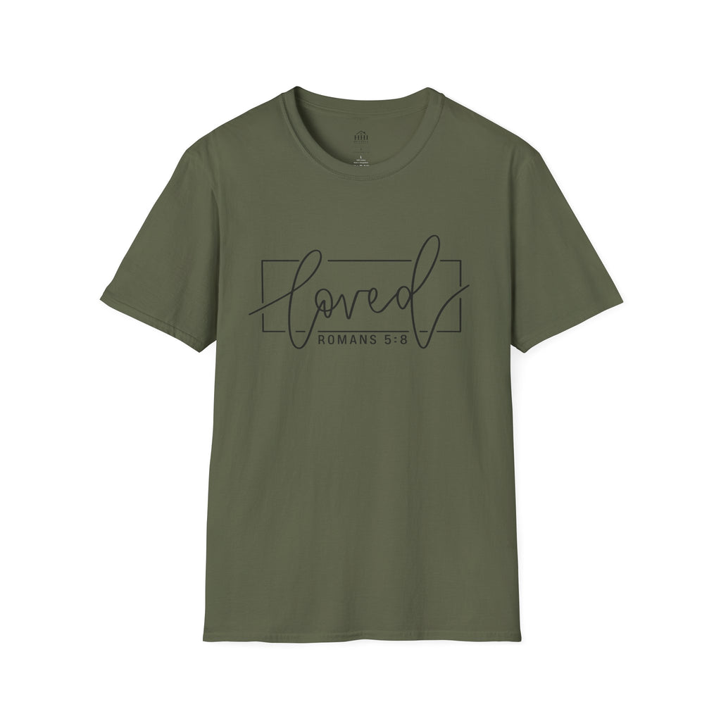 Loved Romans 5:8 Christian T-Shirt | Minimalist Faith Graphic Tee