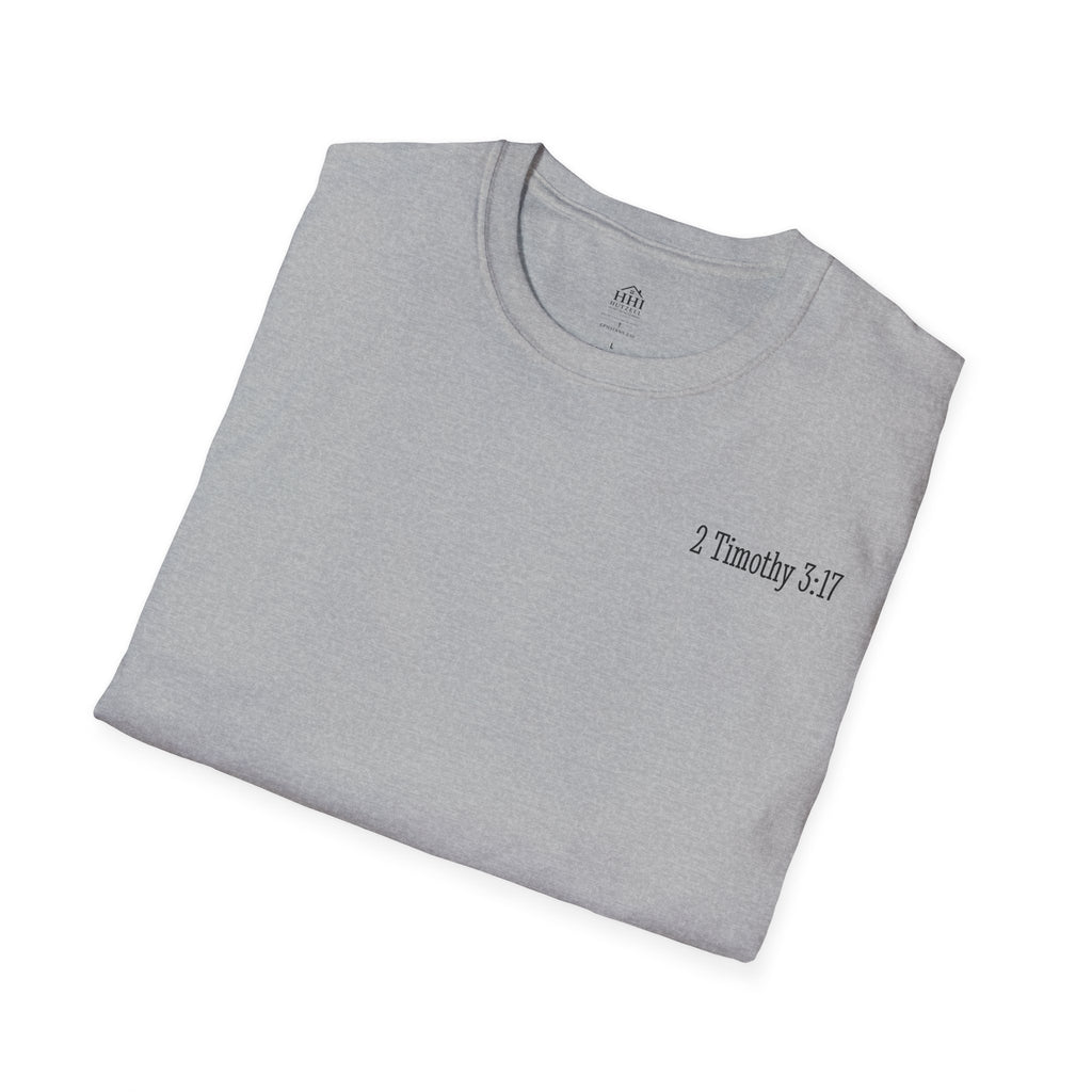 Equipped Cross T-Shirt — Christian Faith Shirt with 'Equipped' Back Print and 2 Timothy 3:17 Chest