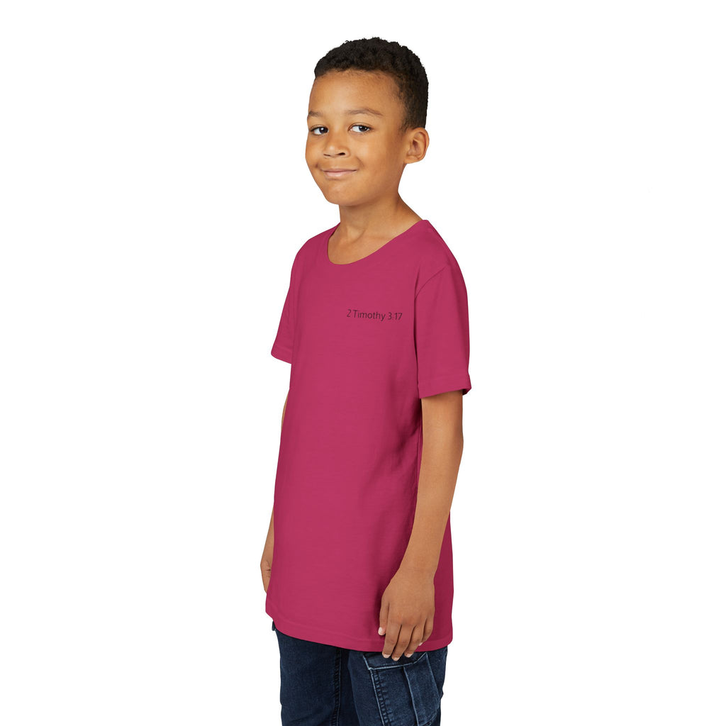 Equipped Youth Tee – Christian Kids T-Shirt with Cross & 2 Timothy 3:17