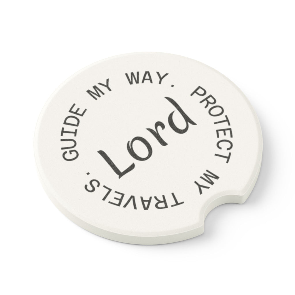 Car Coaster — “Lord, Guide My Way, Protect My Travels” Soapstone Car Cupholder Insert