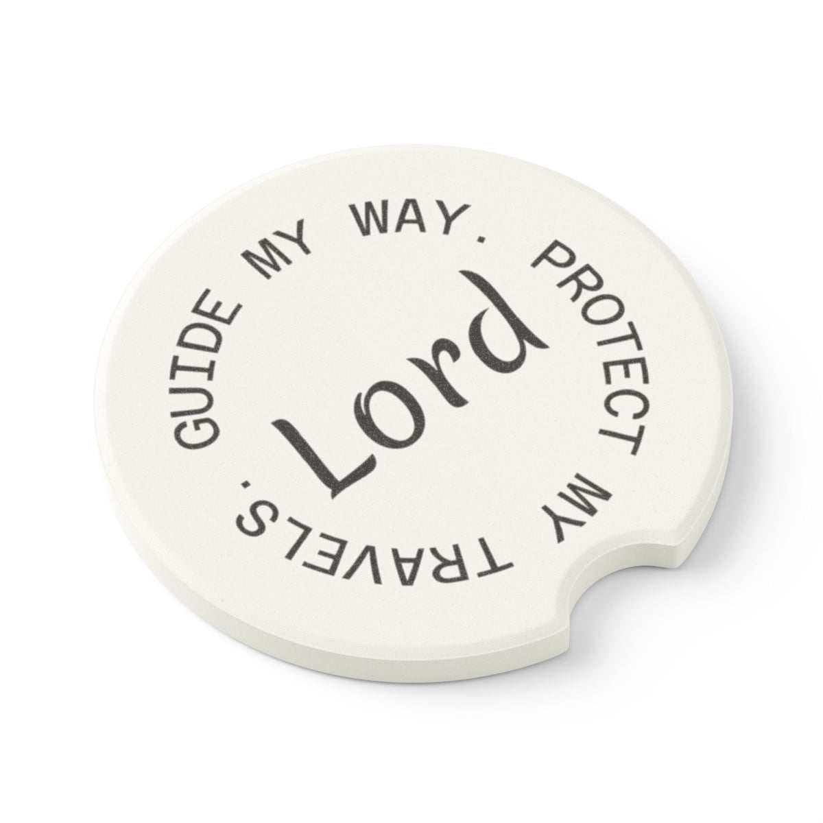 Car Coaster — “Lord, Guide My Way, Protect My Travels” Soapstone Car Cupholder Insert