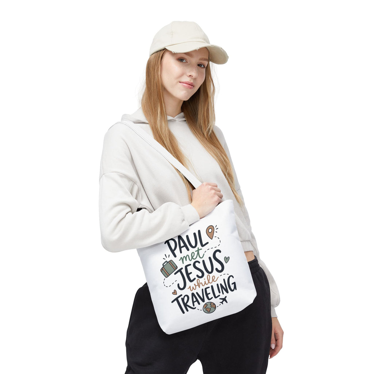 Tote Bag — "Paul Met Jesus While Traveling" Christian Travel Tote