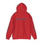 Christian Hoodie — "Ephesians 1:7" Cross Front, "But Forgiven." Back, "Not Finished / Not Perfect" Sleeve