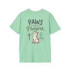 Cat 'Paws and Prayers' T-Shirt — Cute Christian Cat Graphic Tee
