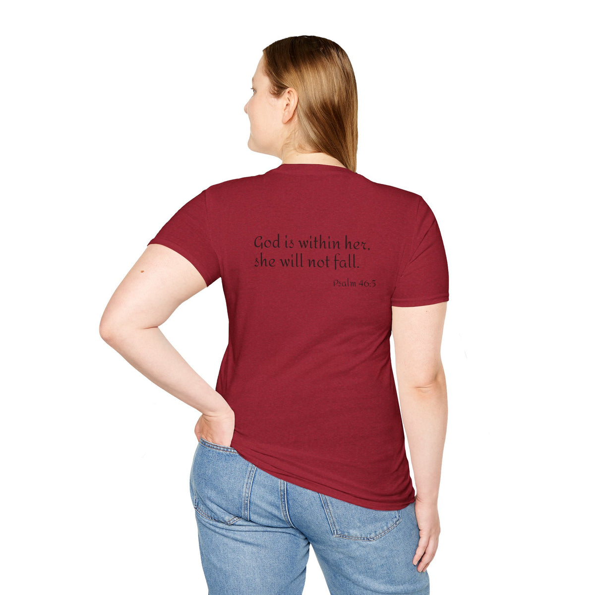 Personalized Mama T-Shirt — 'God is within her, she will not fall' Psalm 46:5 Christian Mom Tee