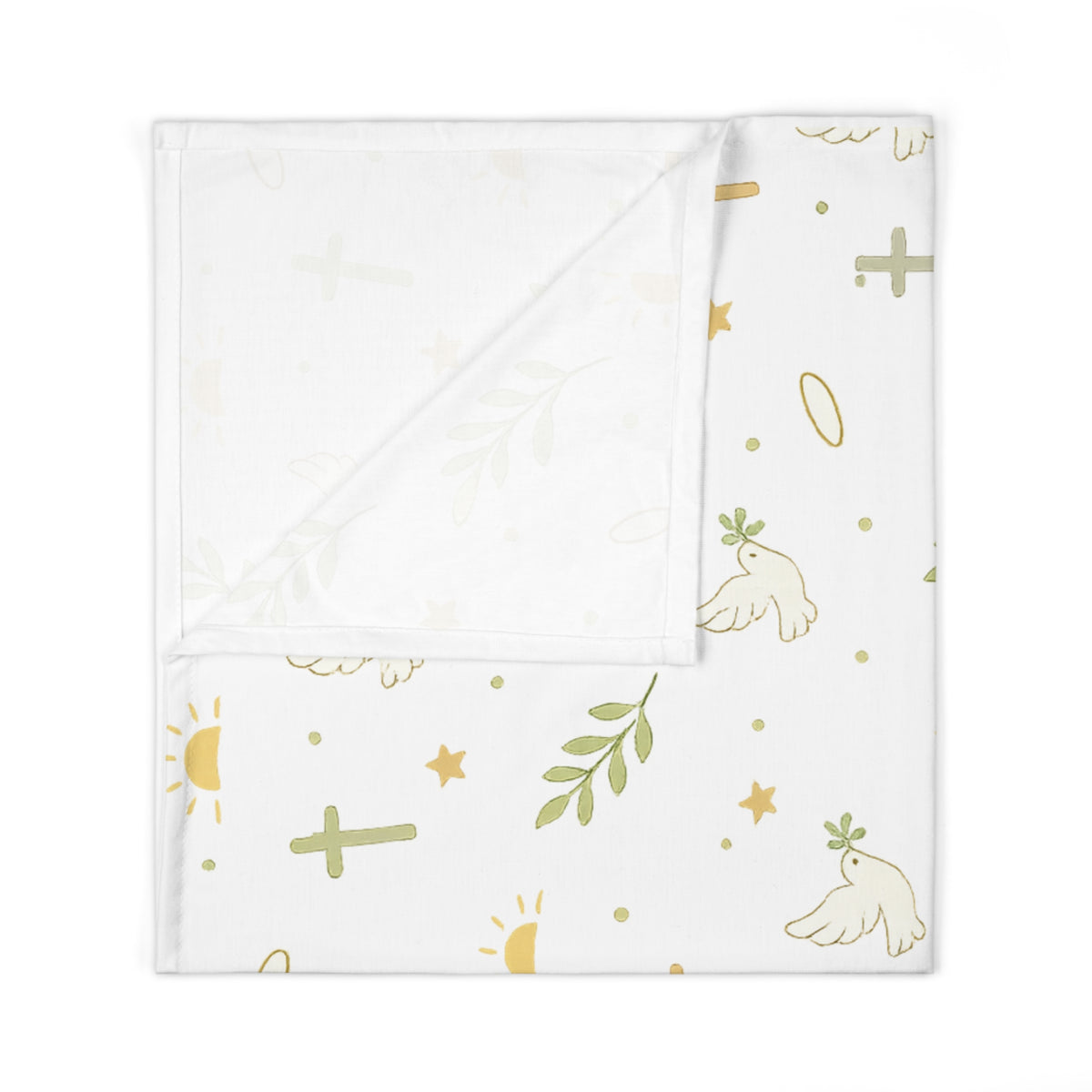 Personalized Baby Swaddle Blanket — Christian Dove & Cross Newborn Gift