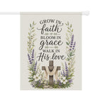 Faith Garden Flag - "Grow in Faith, Bloom in Grace" Floral House Banner
