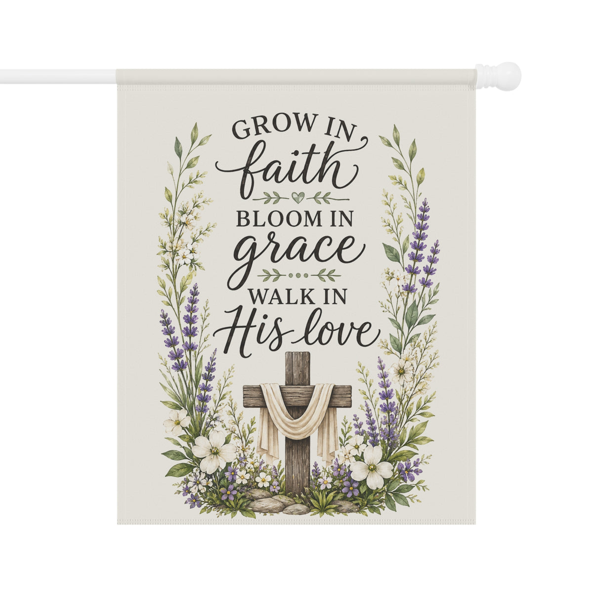 Faith Garden Flag - "Grow in Faith, Bloom in Grace" Floral House Banner