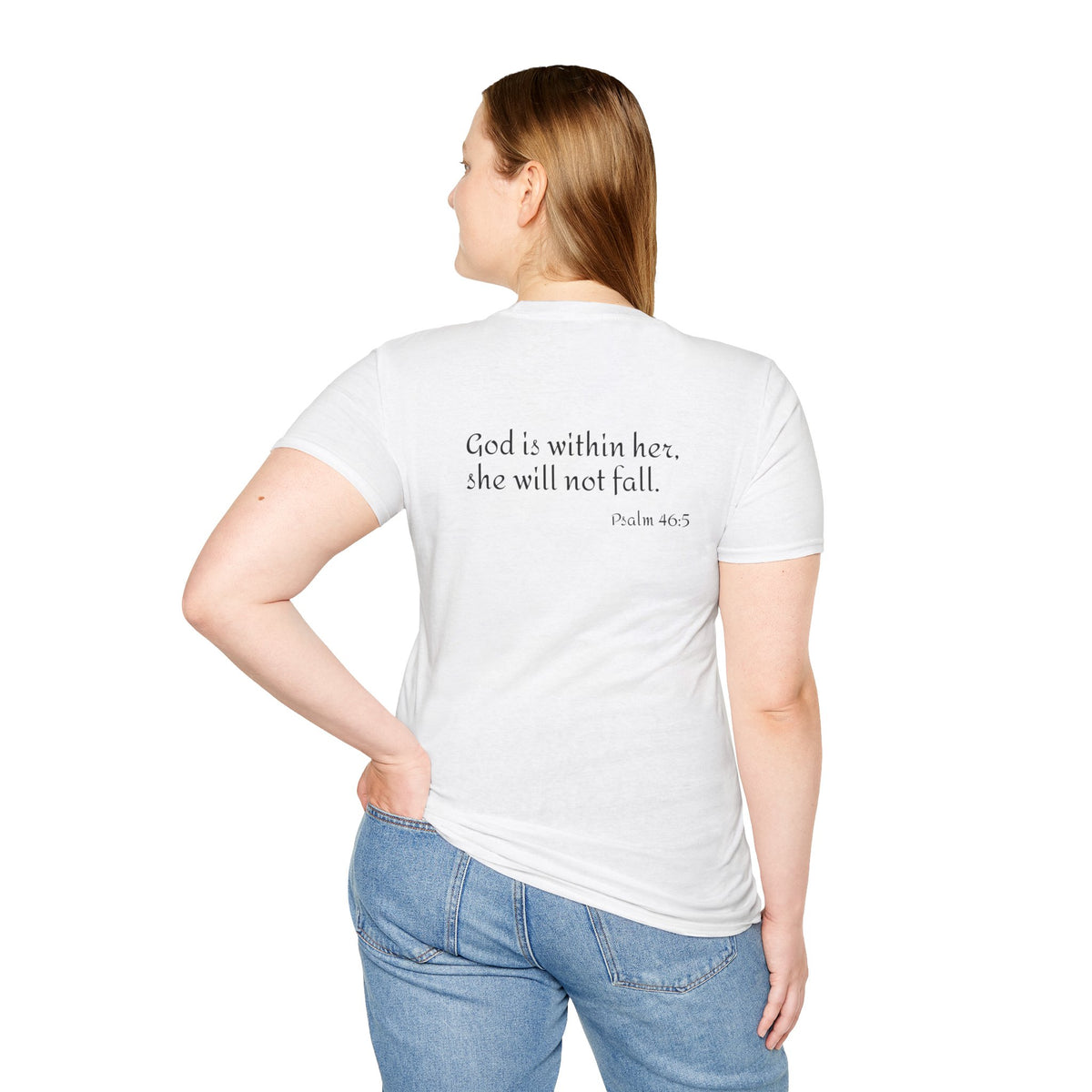 Personalized Mama T-Shirt — 'God is within her, she will not fall' Psalm 46:5 Christian Mom Tee