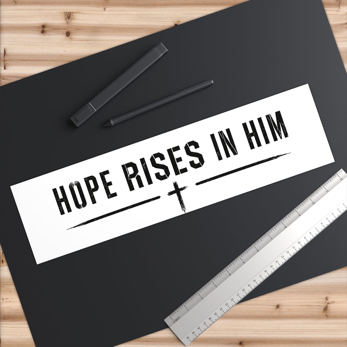 Hope Rises in Him Bumper Sticker — Christian Faith Vinyl Decal
