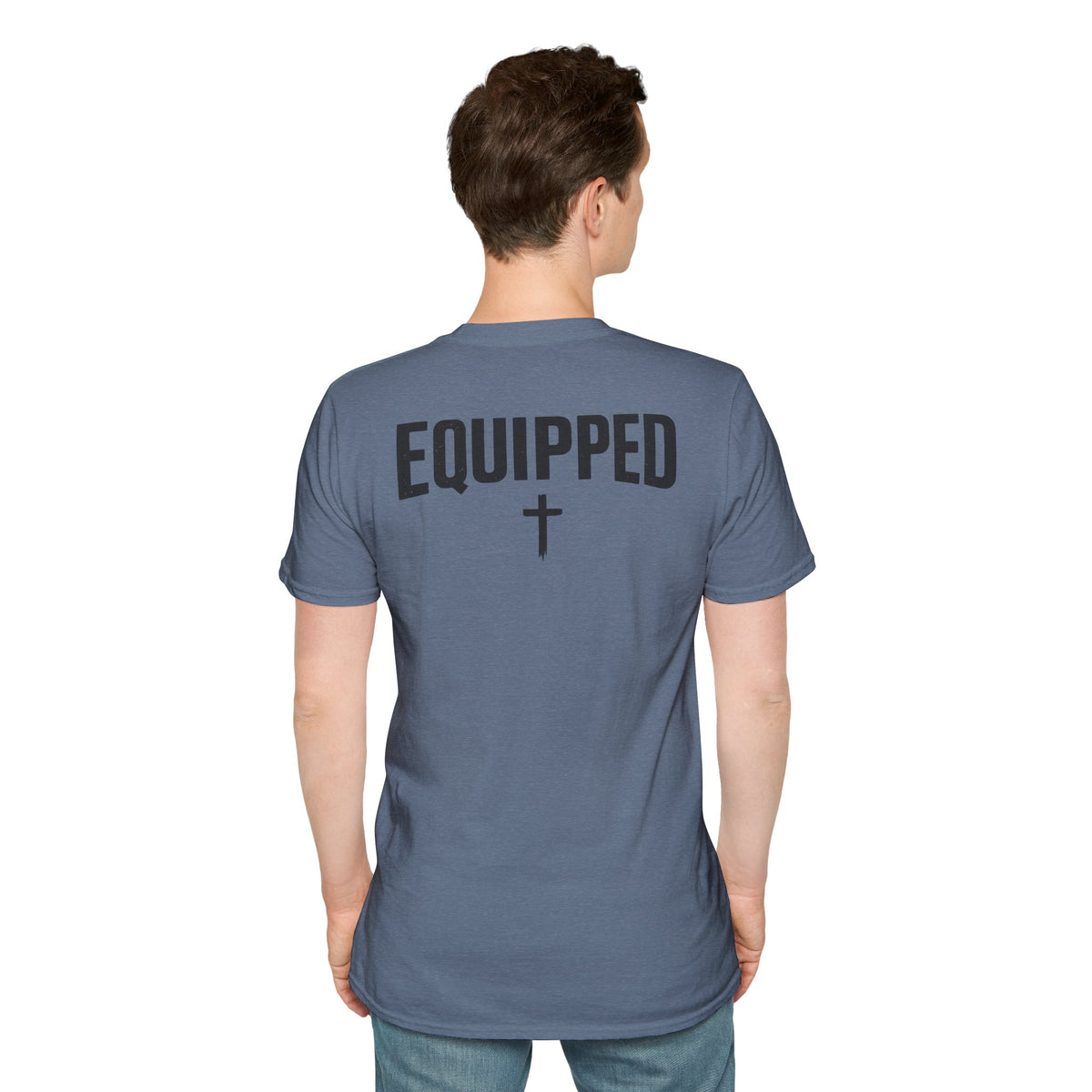 Equipped Cross T-Shirt — Christian Faith Shirt with 'Equipped' Back Print and 2 Timothy 3:17 Chest