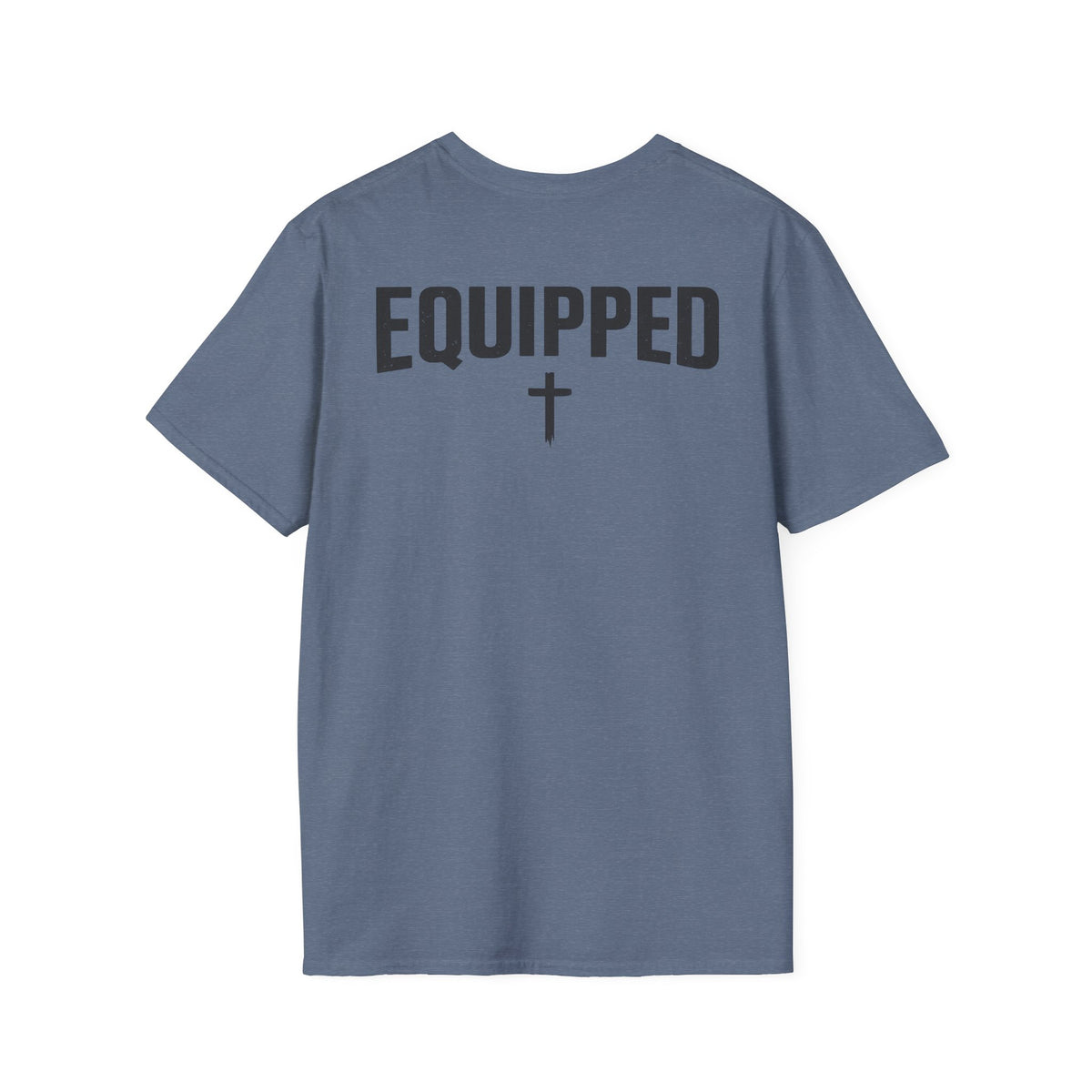 Equipped Cross T-Shirt — Christian Faith Shirt with 'Equipped' Back Print and 2 Timothy 3:17 Chest