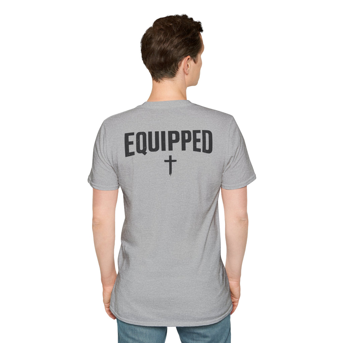 Equipped Cross T-Shirt — Christian Faith Shirt with 'Equipped' Back Print and 2 Timothy 3:17 Chest